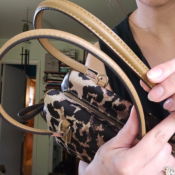 Coach Brown and Black Leopard Print Satchel - Picture 10 of 16